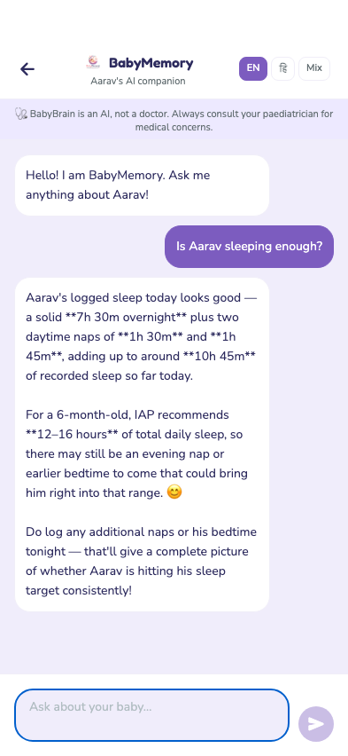 BabyMemory AI chat response