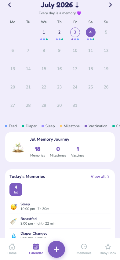 BabyMemory calendar